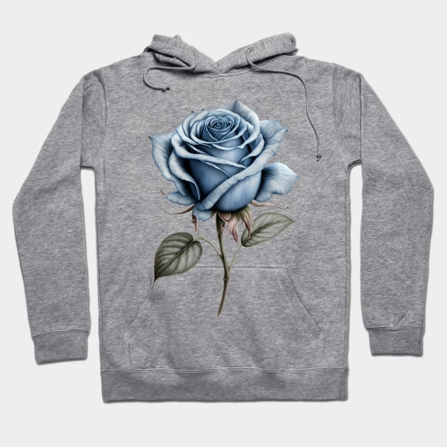Blue Rose Drawing, Flower Drawing, Gift For Her Hoodie by DivShot 